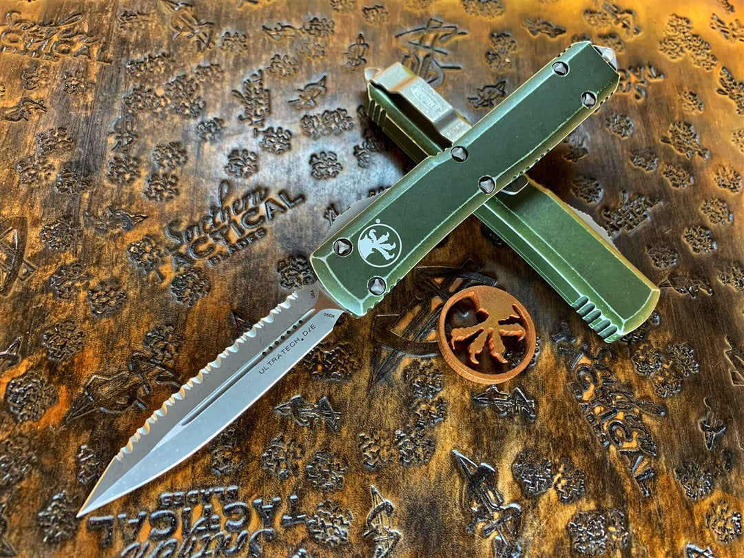 Distressed Microtech Microtech Ultratech Double Edge Full Serrated Apocalyptic Distressed O