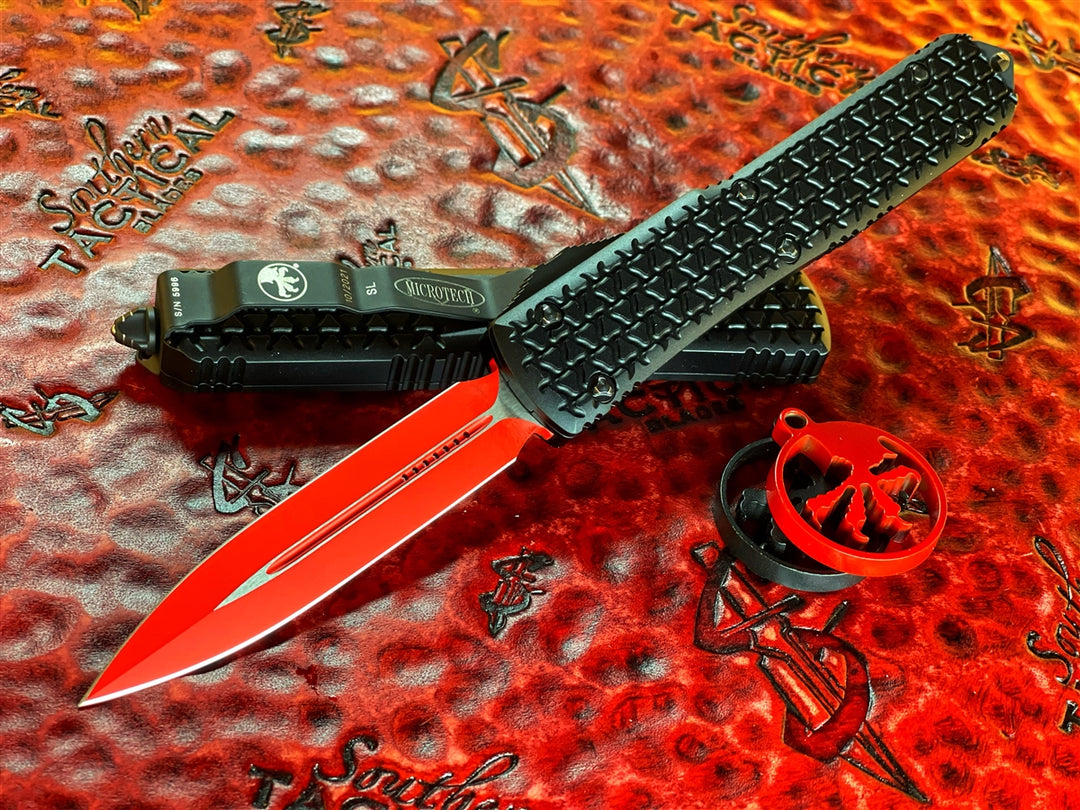 Microtech Ultratech Double Edge Sith Lord, Red Blade w/ Ringed Hardware