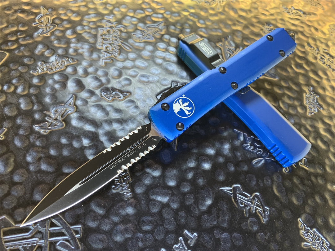 Microtech Ultratech Double Edge Blue Part Serrated