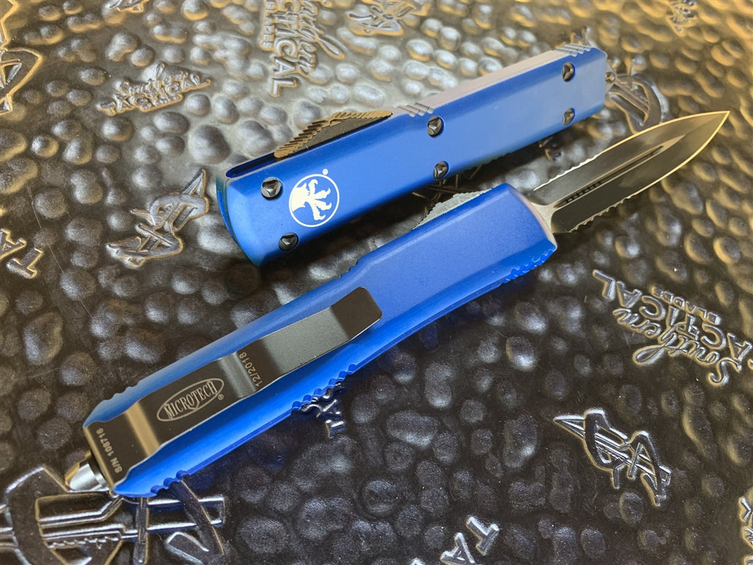 Microtech Ultratech Double Edge Blue Part Serrated