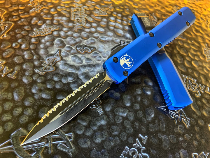 Microtech Ultratech Double Edge Full Serrated Blue