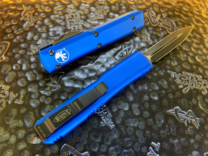 Microtech Ultratech Double Edge Full Serrated Blue