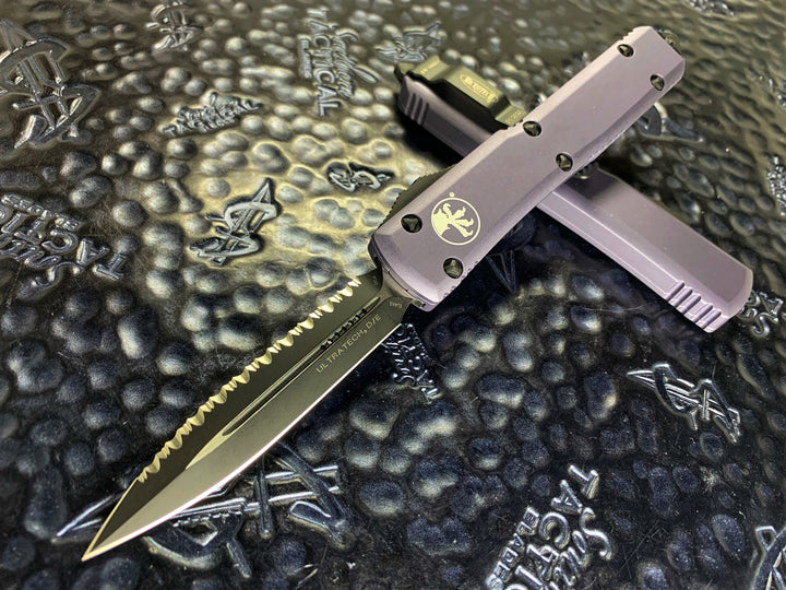 Microtech Ultratech Double Edge Full Serrated Grey