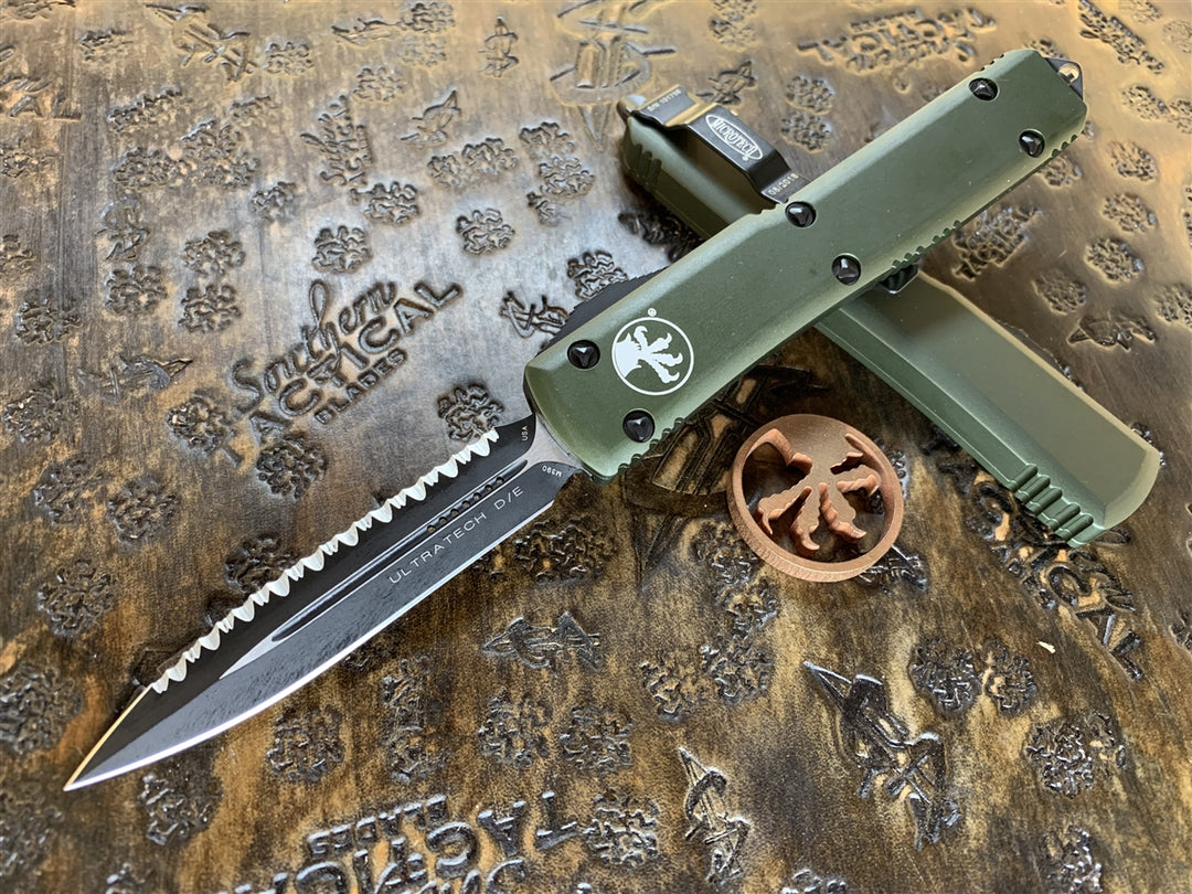 Microtech Ultratech Double Edge Full Serrated OD Green