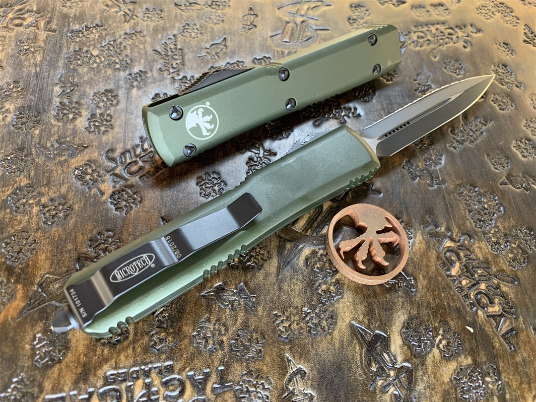 Microtech Ultratech Double Edge Full Serrated OD Green