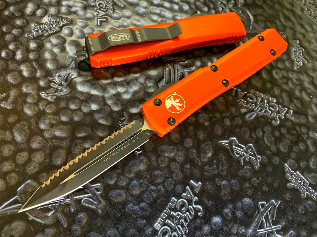 Microtech Ultratech Double Edge Full Serrated Orange