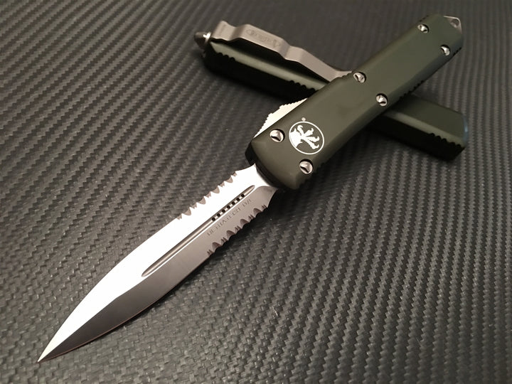 Microtech Ultratech Double edge OD Green Satin P/serrated