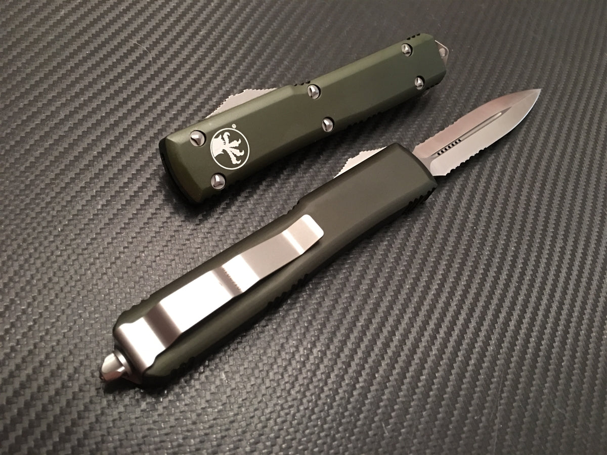 Microtech Ultratech Double edge OD Green Satin P/serrated