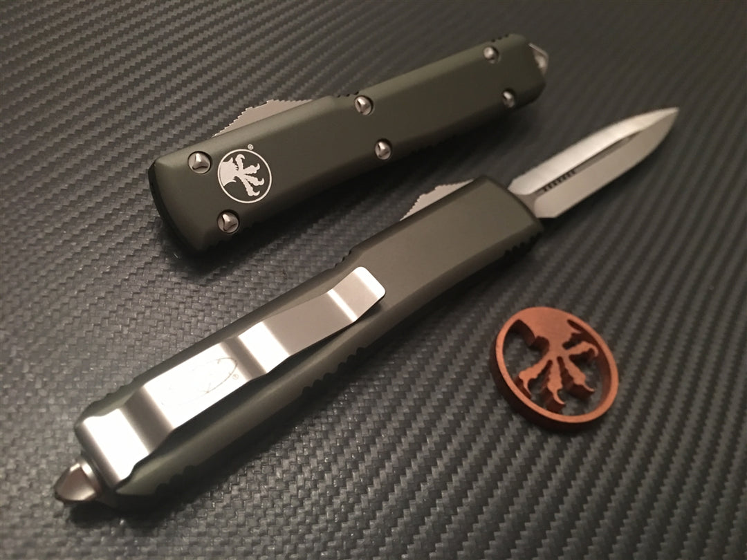 Microtech Ultratech Double Edge Satin Full Serrated OD Green