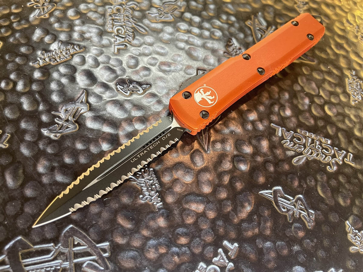 Microtech Ultratech Double Edge Double Full Serrated Orange ...