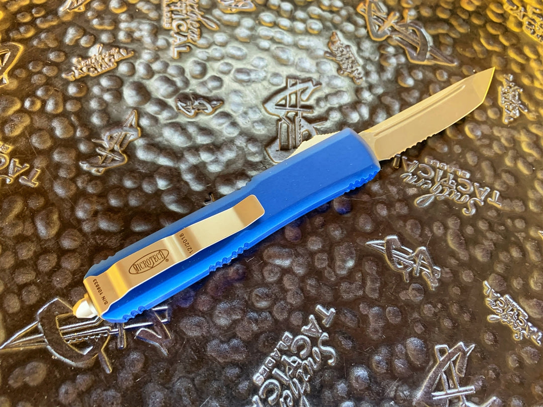 Microtech Ultratech Tanto Part Serrated Apocalyptic Blue