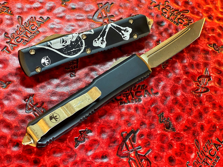 Microtech Ultratech OTF Automatic Knife Tanto Bronzed Apocalyptic Death Card Standard