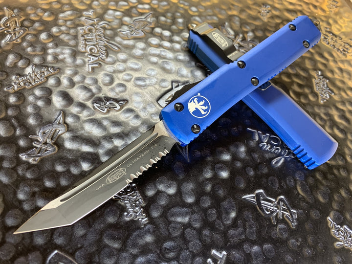 Microtech Ultratech Tanto Part Serrated Blue