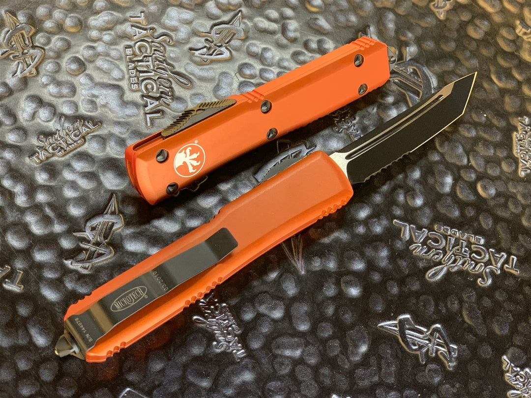 Microtech Ultratech Tanto Part Serrated Orange