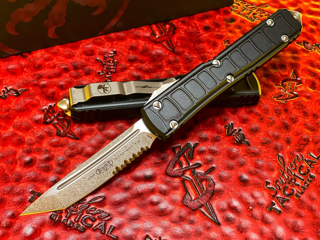 Microtech Ultratech II Stepside Tanto Edge Stonewash Part Serrated  Signature Series