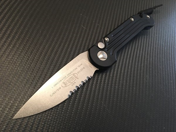 Microtech LUDT Single Edge Part Serrated Stonewashed
