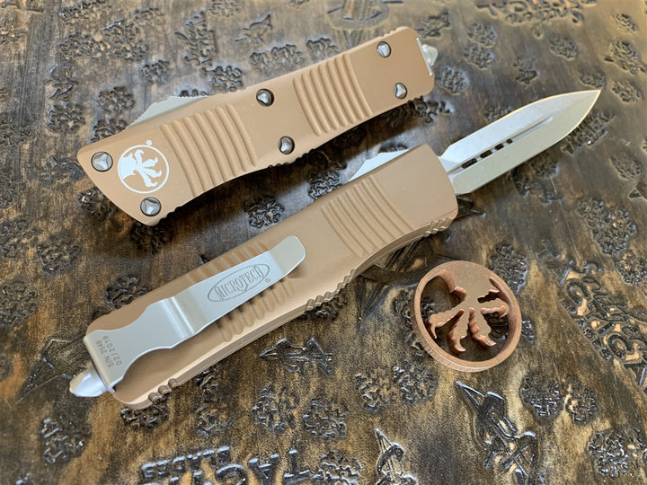 Microtech Troodon Double Edge Stonewashed Standard Tan