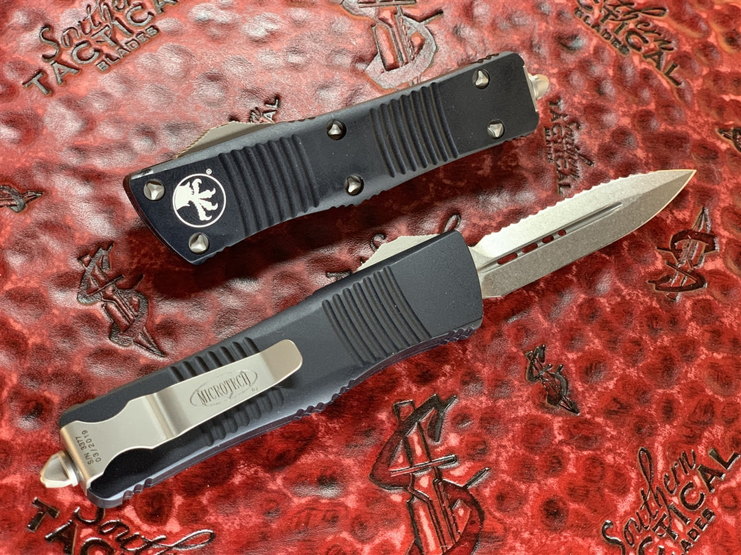Microtech Troodon Double Edge Stonewashed Full Serrated