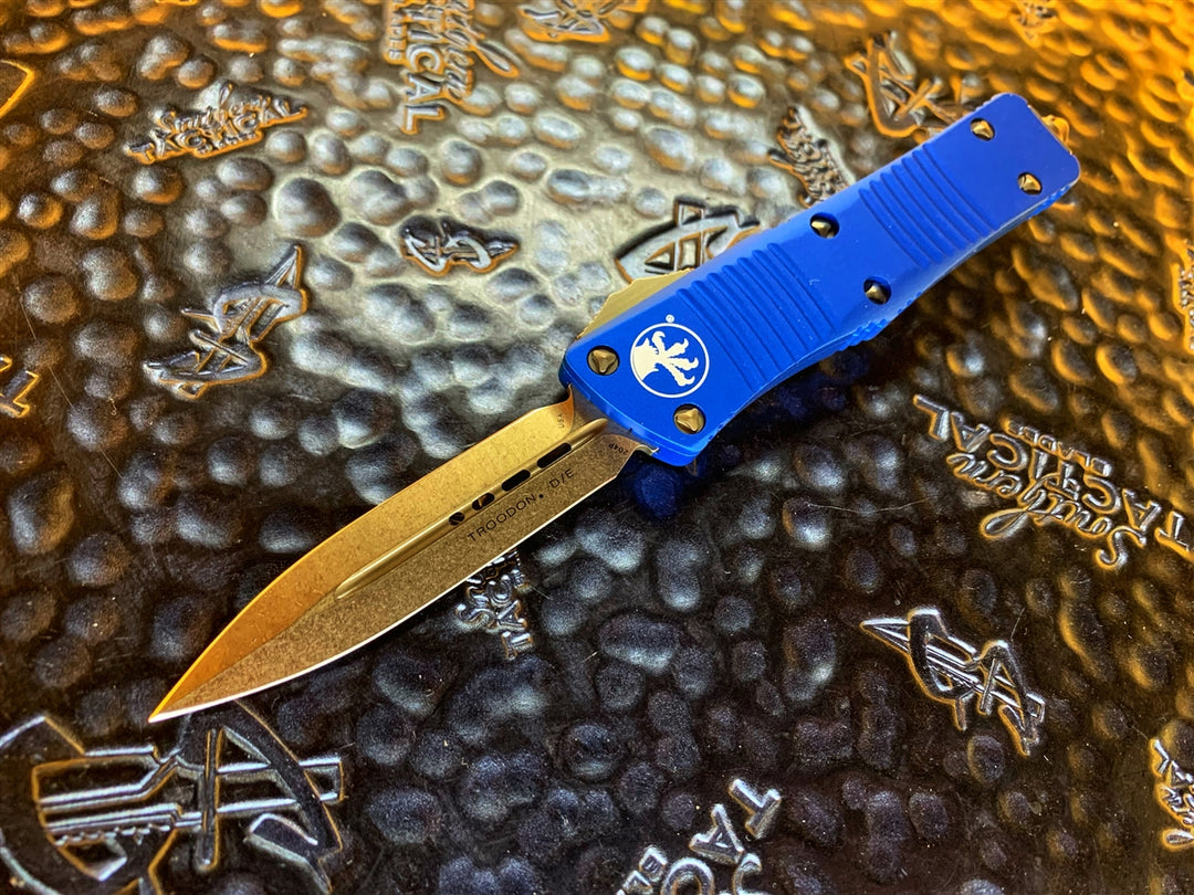 Microtech Troodon Double Edge Bronzed Standard Blue