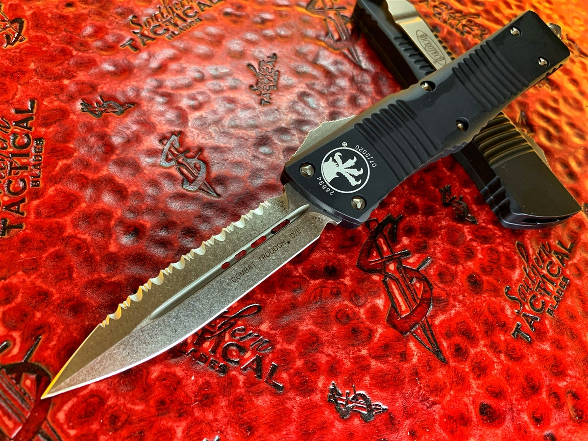 Microtech Combat Troodon D/E Serrated Stonewashed | Southern Blades ...