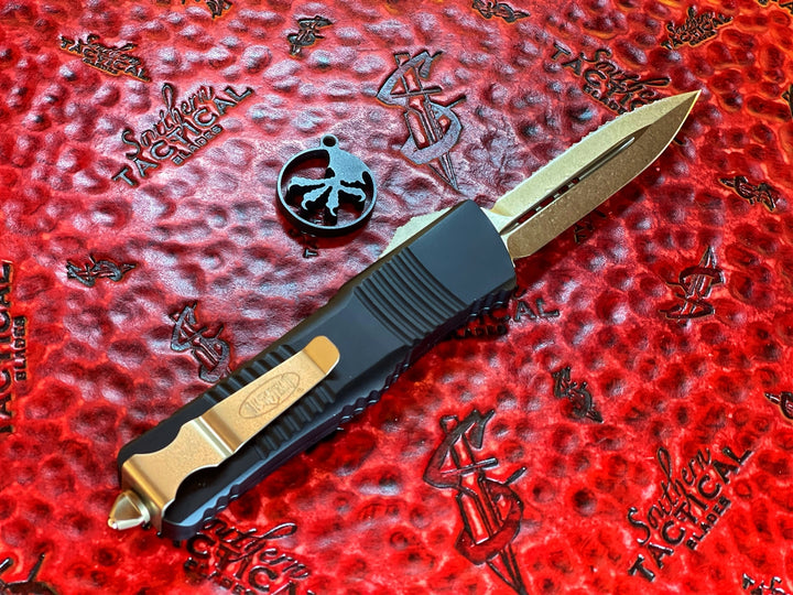 Microtech Combat Troodon Double Edge Bronzed Full Serrated
