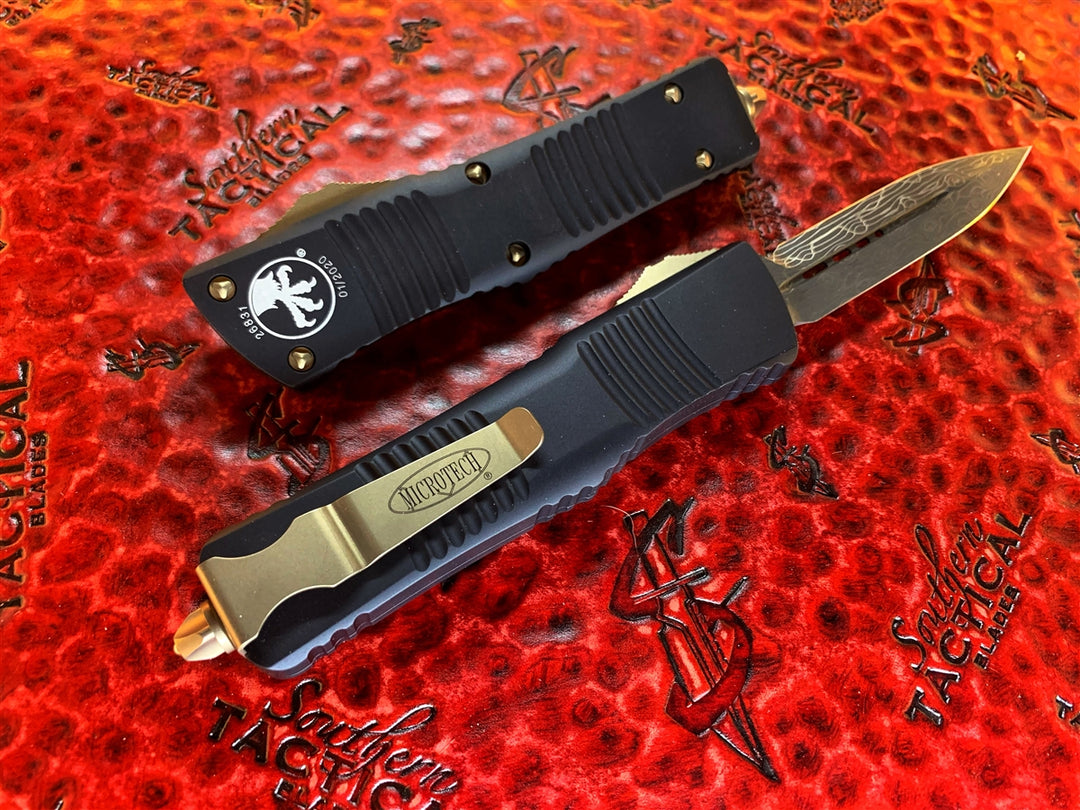 Microtech Combat Troodon Double Edge Damascus Bronzed Accents