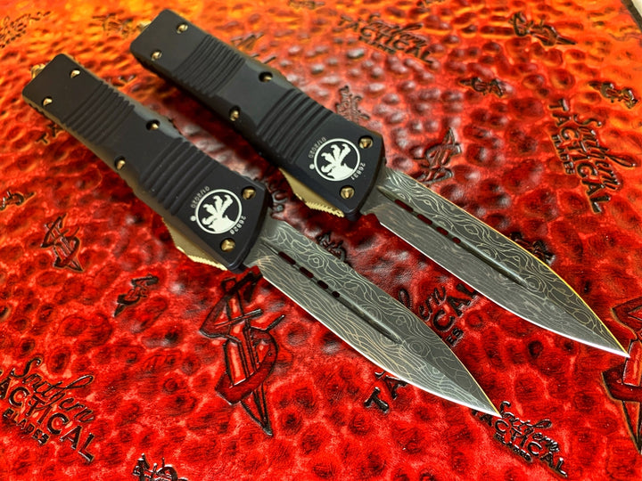 Microtech Combat Troodon Double Edge Damascus Bronzed Accents