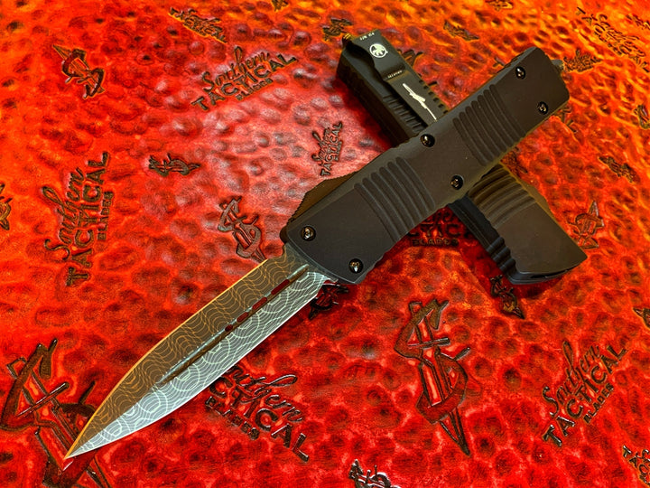 Microtech Combat Troodon OTF Automatic Knife Double Edge Damascus, Ringed Hardware