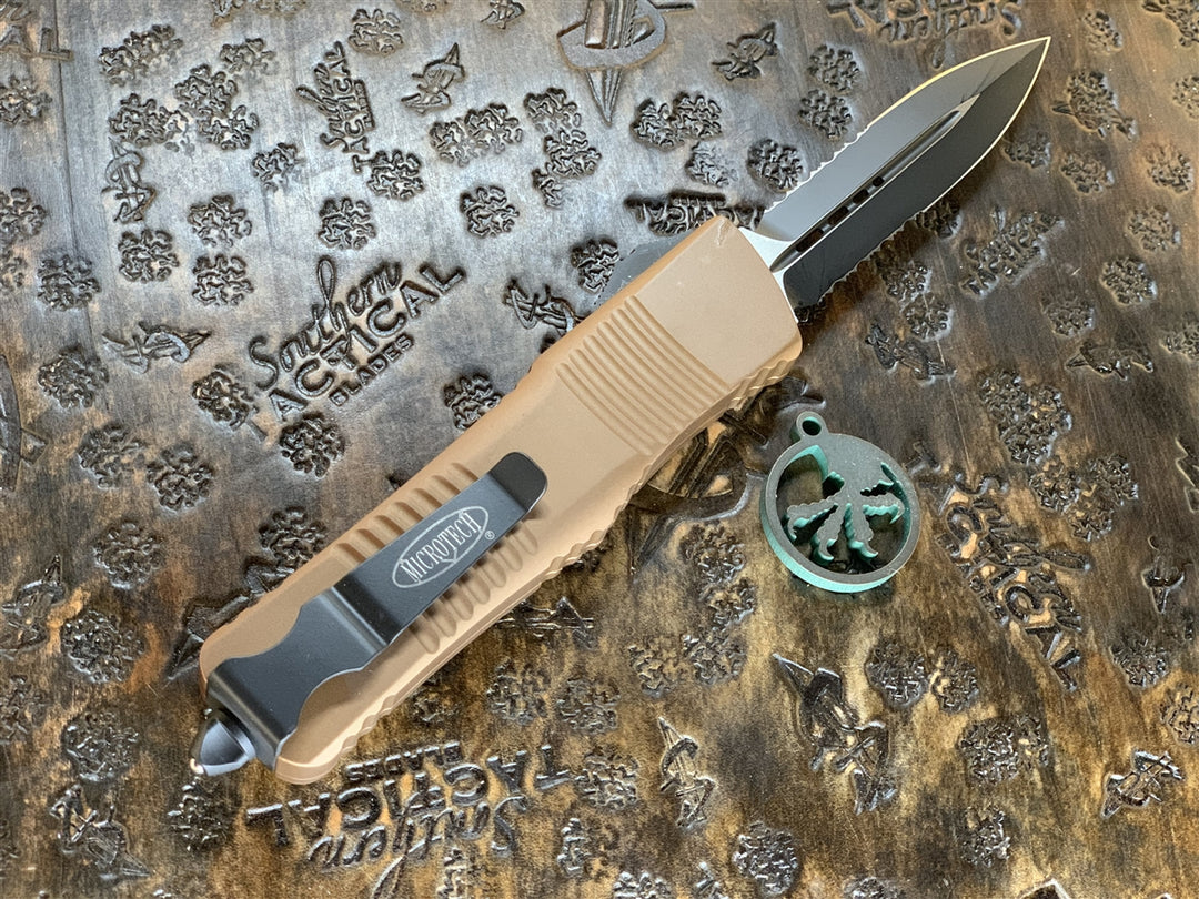 Microtech Combat Troodon Double Edge Part Serrated Tan
