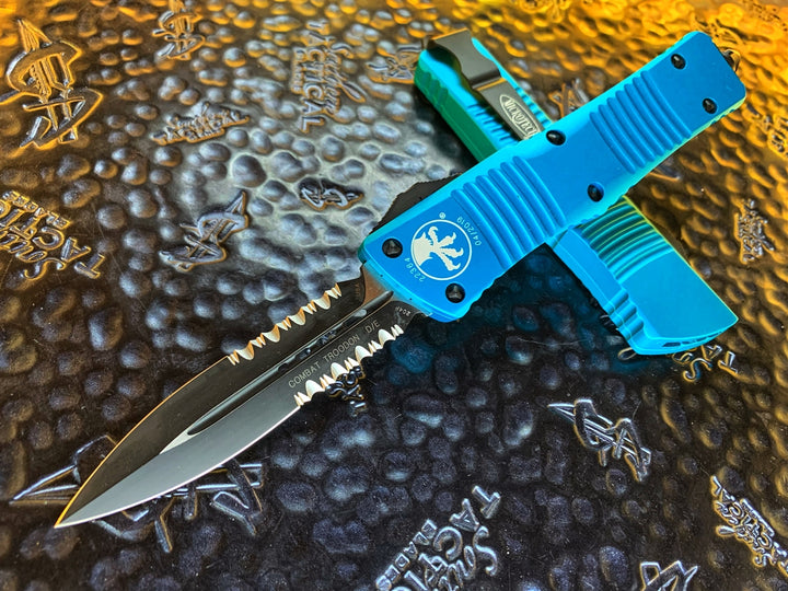 Microtech Combat Troodon Double Edge Part Serrated Turquoise
