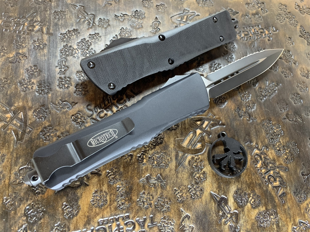 Microtech Combat Troodon Double Edge Full Serrated Black G10 ...