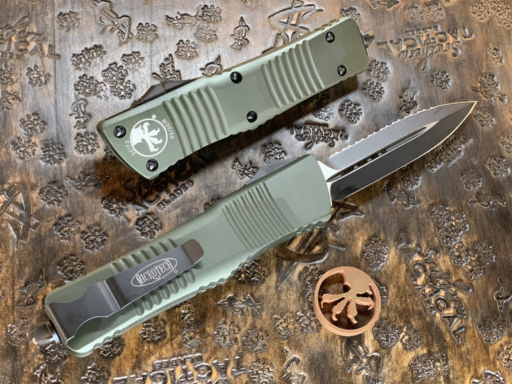 Microtech Combat Troodon Double Edge Full Serrated OD Green