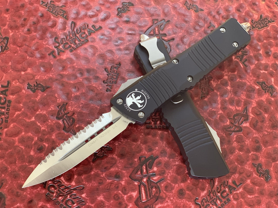 Microtech Combat Troodon Double Edge Satin Full Serrated
