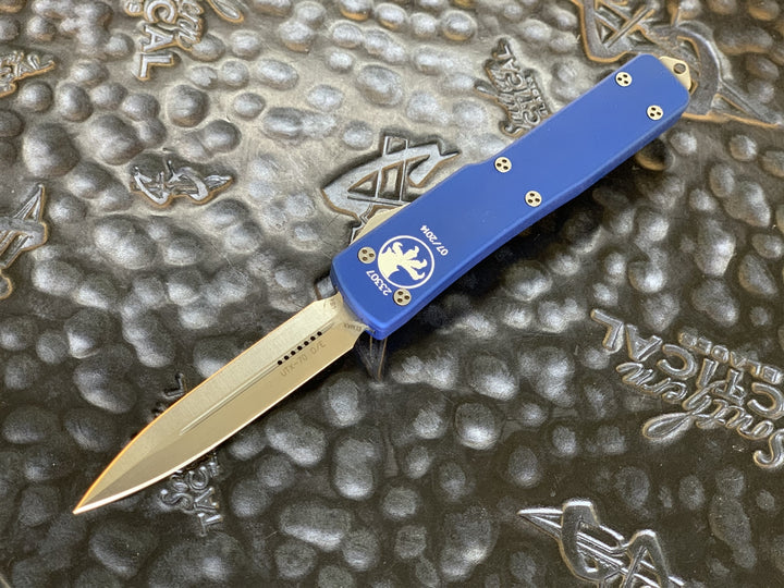 Microtech UTX-70 Double Edge Stonewashed Standard Blue