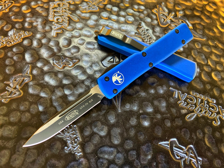 Microtech UTX-70 Single Edge Black Blade Standard Blue