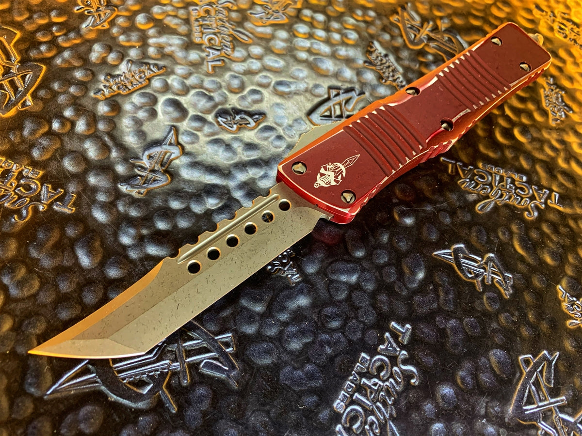 Microtech Combat Troodon Hellhound Tanto Stonewashed Standard Distress ...