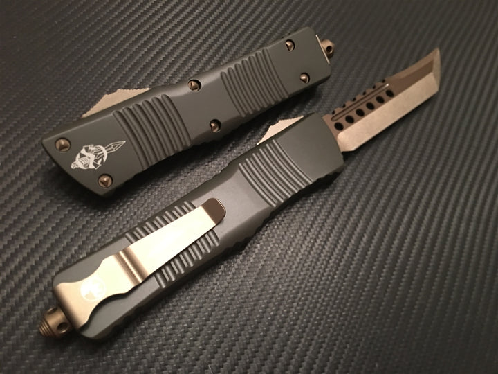 Microtech Signature Series Combat Troodon Hellhound Tanto Bronzed Standard OD Green