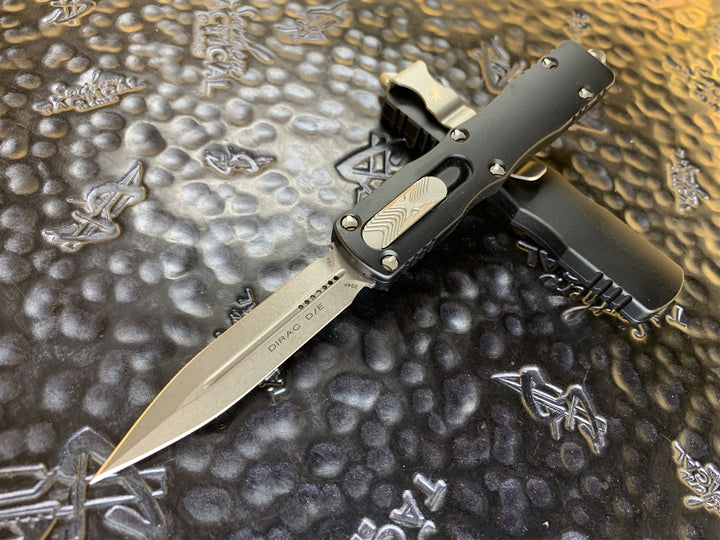 Microtech Dirac Double Edge Stonewashed Standard OTF Knife - Front