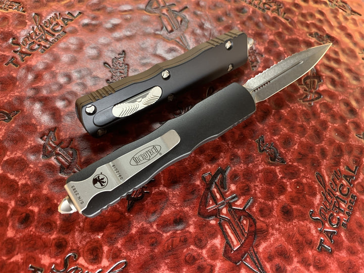 Microtech Dirac Double Edge Full Serrated Stonewashed