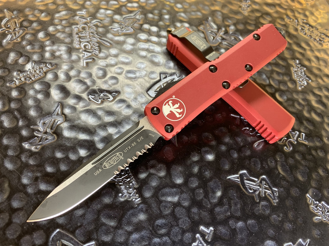 Microtech UTX85 Single Edge Part Serrated Red