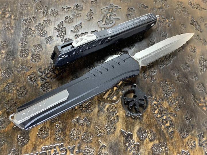 Microtech Cypher MK7 Double Edge Stonewashed Double Full Serrated