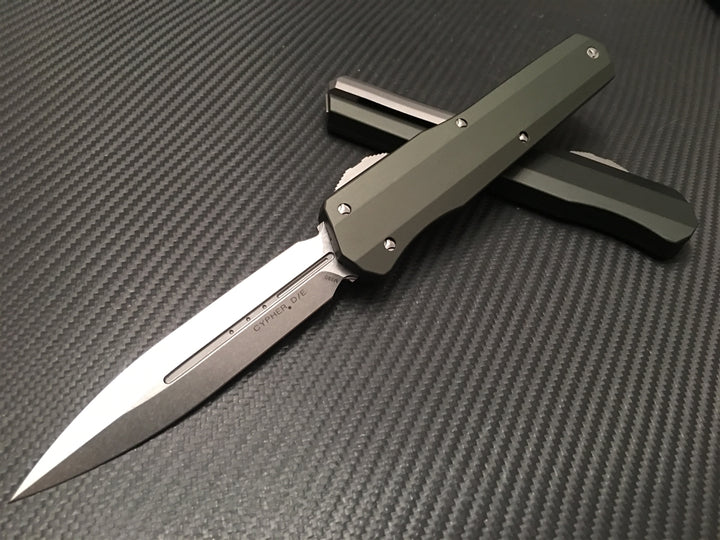 Microtech Cypher Double Edge Stonewashed Standard OD Green