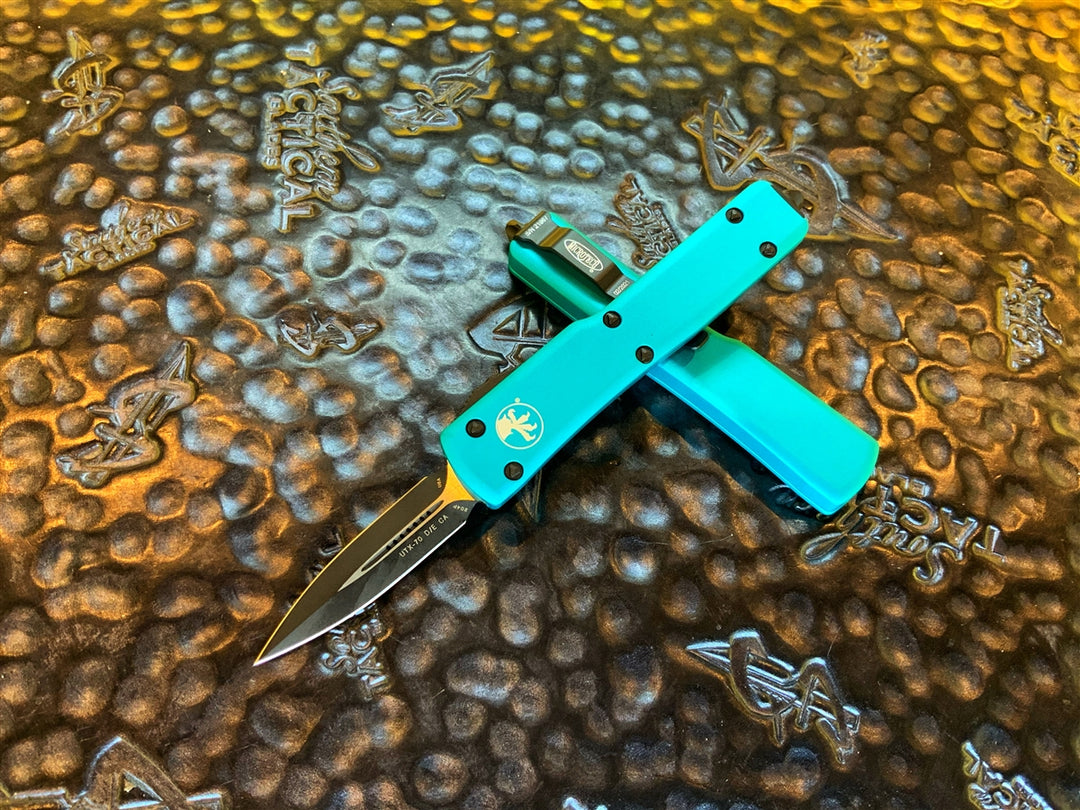 Microtech UTX-70 Double Edge Standard Turquoise California Edition