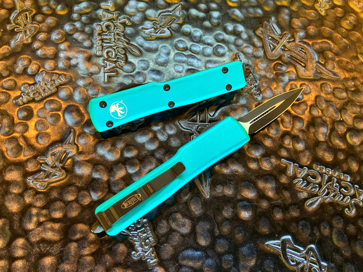 Microtech UTX-70 Double Edge Standard Turquoise California Edition
