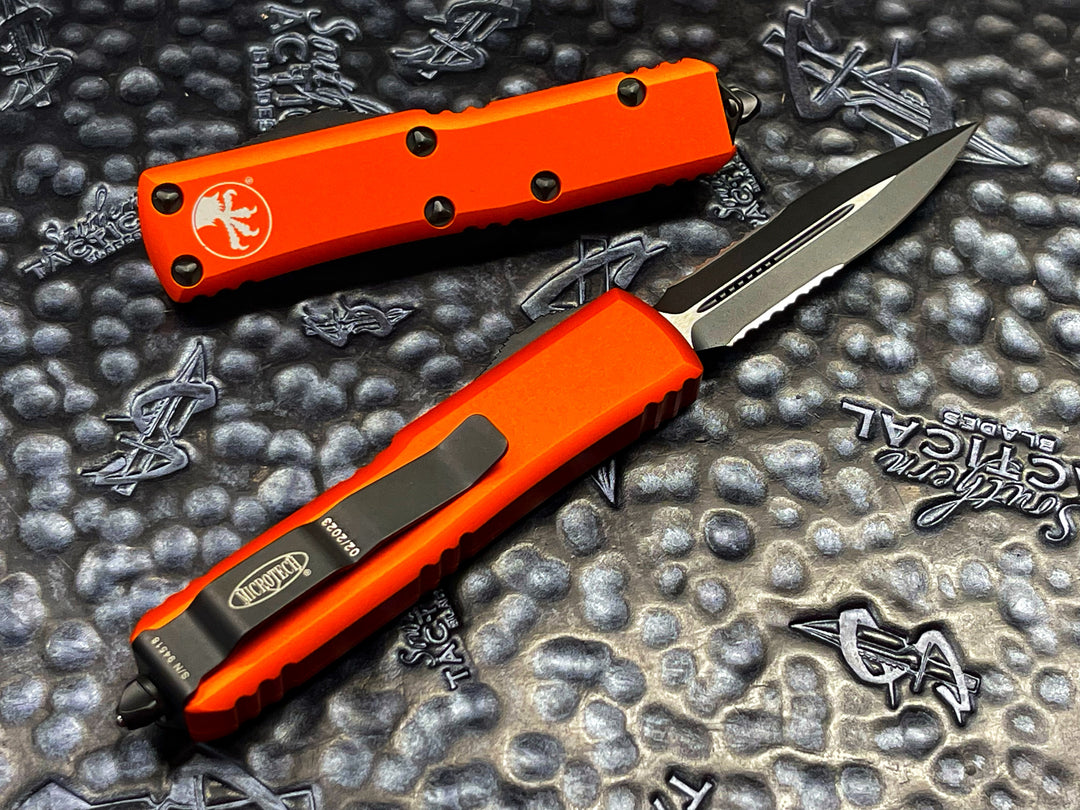 Microtech UTX85 Double Edge Part Serrated Orange