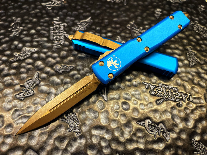 Microtech Ultratech Double Edge Bronzed Apocalyptic Standard Blue