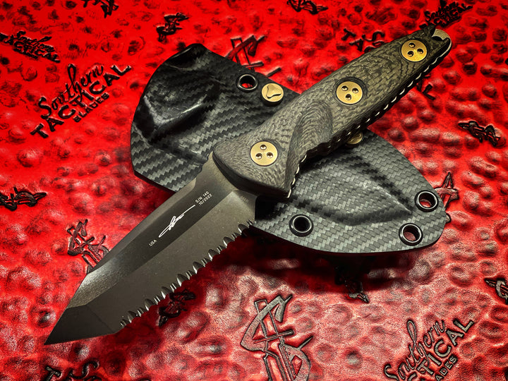 Microtech Mini Alpha Microtech Socom Alpha Mini Tanto Full Serrated DLC CF Signature Series