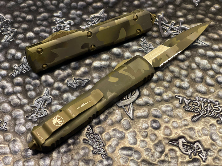 Microtech Ultratech Bayonet Part Serrated Olive Camo Standard OTF Knife