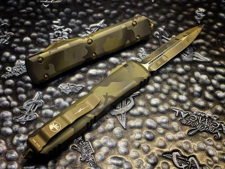 Microtech Ultratech D/E Full Serrated Olive Camo Standard OTF Knife