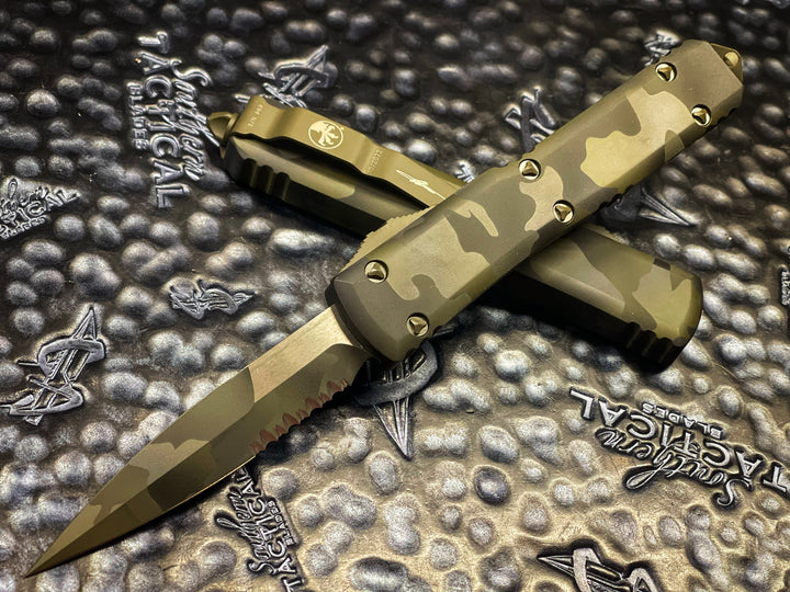 Microtech Ultratech Bayonet Part Serrated Olive Camo Standard OTF Knife